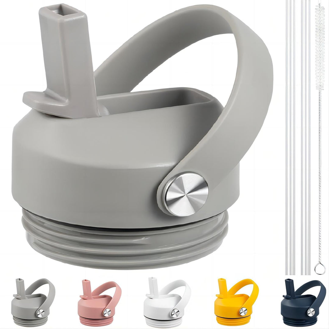 Straw lid for Yeti Rambler 18 26 36 64 oz, Lid with Straws and Flexible Handle, Replacement Cap for Yeti 18oz 26oz 36oz 64oz Rambler Water Bottle Straw Cap, Sharptail Taupe