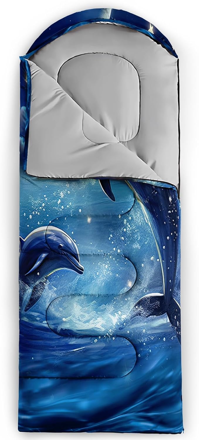 AILONEN Boys Sports Camping Sleeping Bags,Lightweight & Waterproof,3 Season Warm & Cool Weather,Black Player Basketball Sleeping Bags for Kids Adults,Travelling,Outdoors