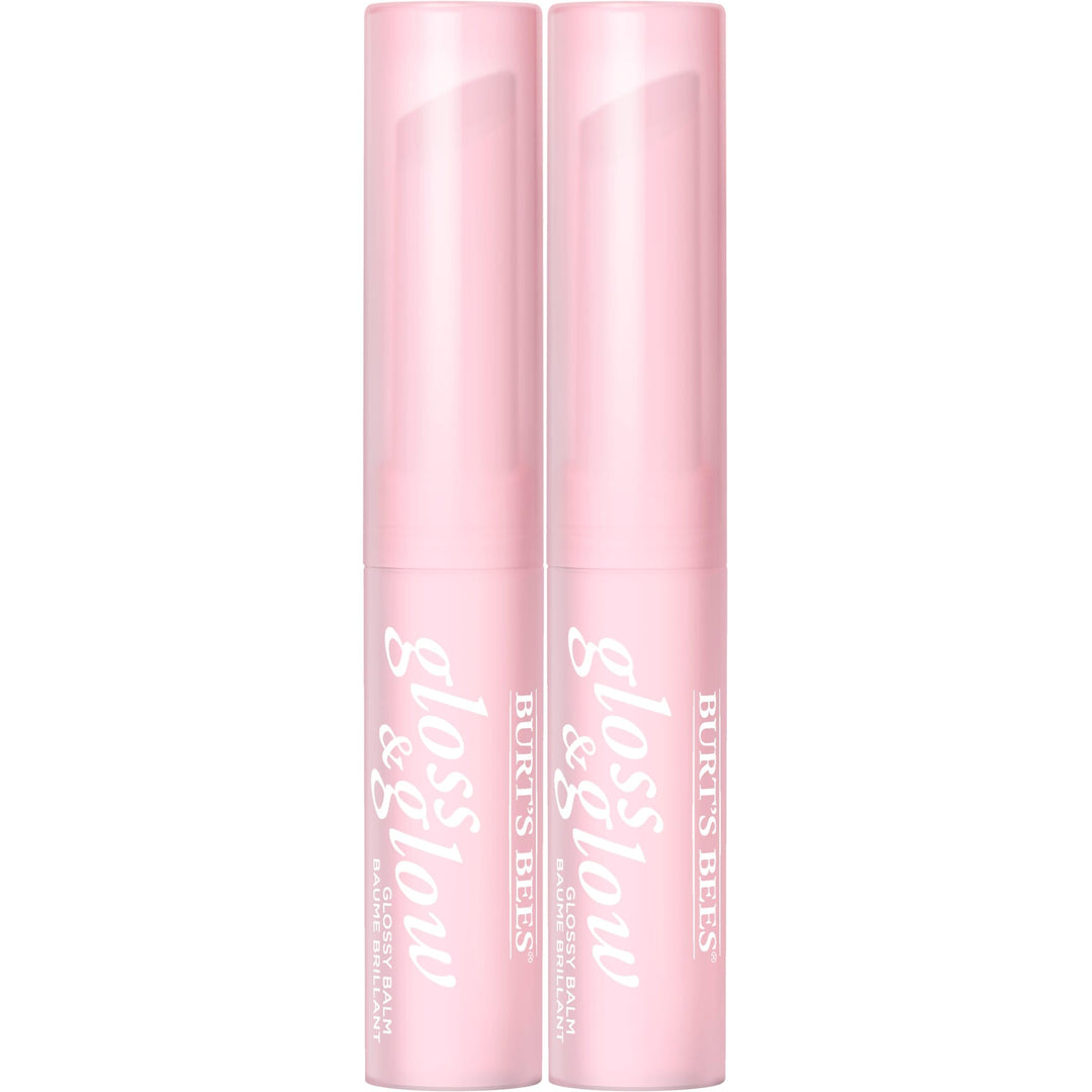 Burts Bees Gloss and Glow Glossy Balm, 100% Natural Origin, Eat, Drink and Be Cherry, 1 Tube, Pack of 2