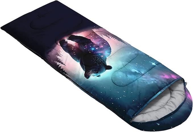 AILONEN Kids Floral Cat Camping Sleeping Bags,Lightweight & Waterproof,3 Season Warm & Cool Weather,Kawaii Kitten Sleeping Bags for Girls Adults,Travelling,Outdoors