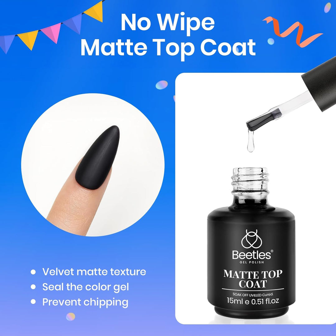 Beetles 3Pcs Builder Nail Gel Set | 15ml No Wipe Top Coat & Base Coat | Long-Lasting Shine for Women