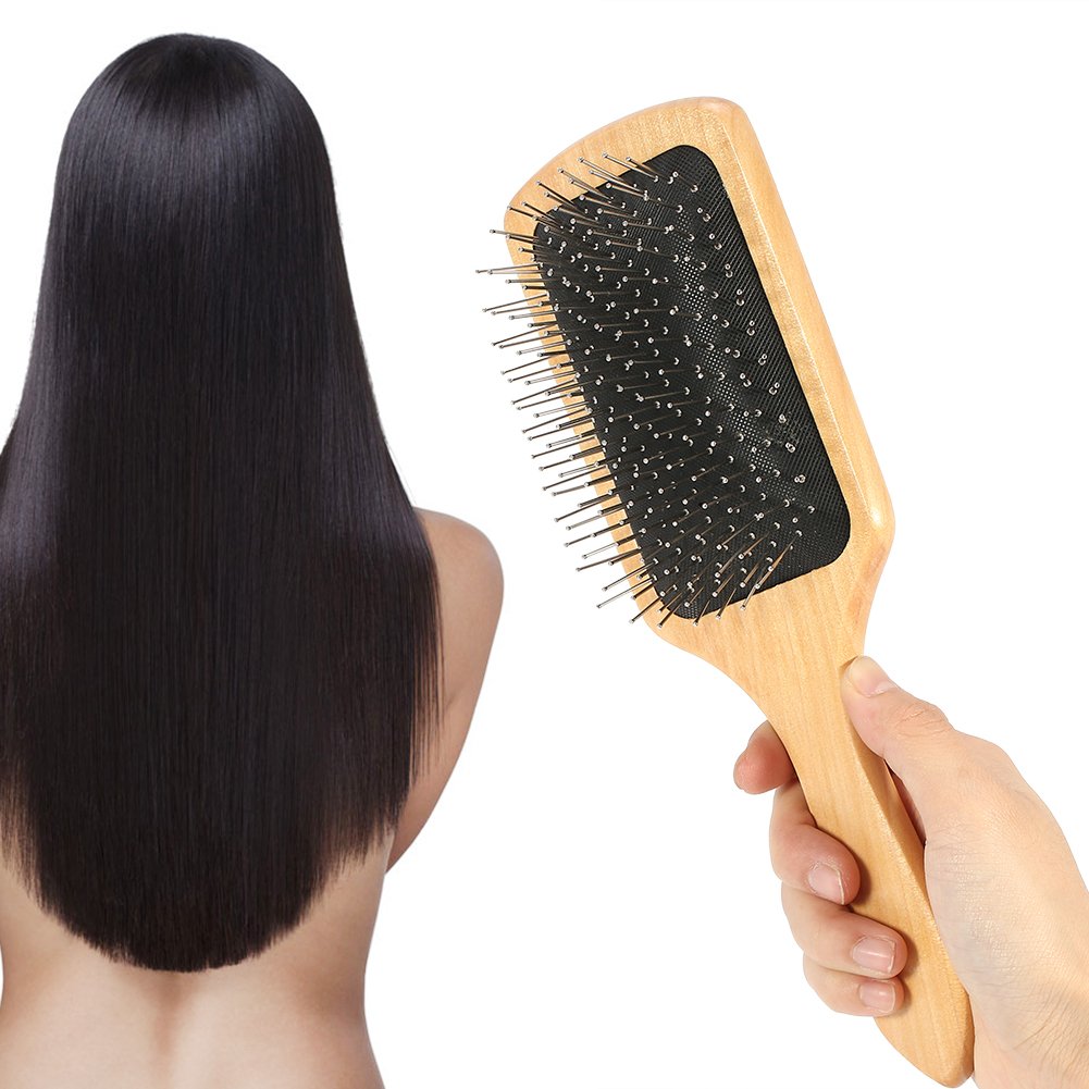Hair Care Comb, Anti-Static Hair Brush, Bristle Hair Comb Simple Lady Female Wood Steel Needle Hairdressing Hair Care Healthy Sc