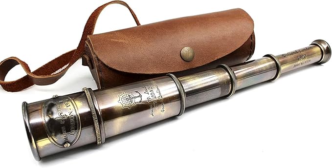 1920 Brass Maritime Vintage Telescope with Pure Leather Case...