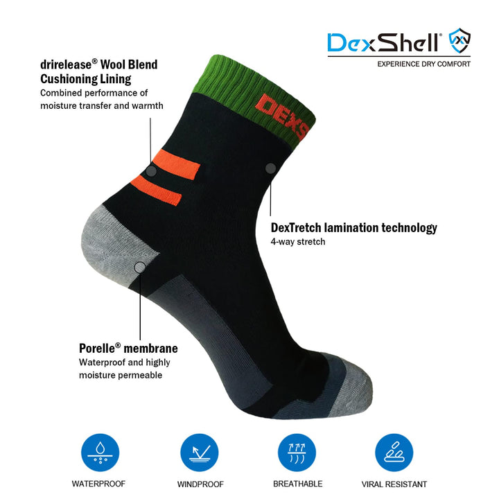 DexShell Men's Standard Athletic Sock, Blaze Orange, Medium