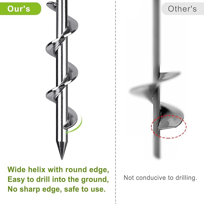 12 Inch Ground Anchors, 4 Pcs Heavy Duty Tent Stakes, Easy to Install and Reusable, for Camping Tents, Trampolines, Sheds, Swing Sets, Securing Animals