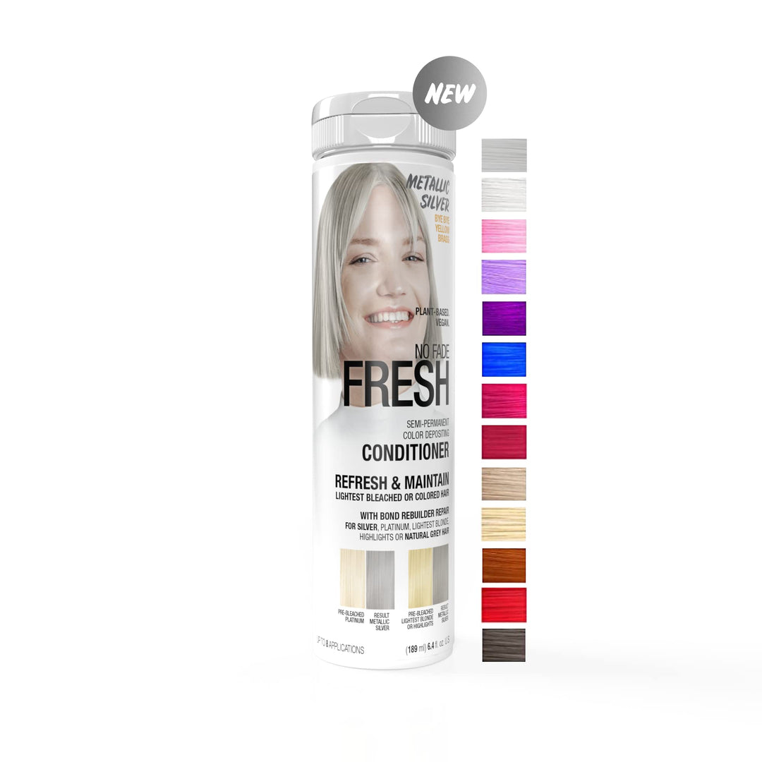NO FADE FRESH Metallic Silver Color Depositing Conditioner - Semi Permanent Hair Color with BondHeal Bond Rebuilder - Silver Hair Dye - Deep Conditioner Hair Mask 6.4 oz