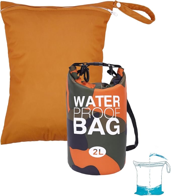 babygoal Waterproof Wet Bag and Dry Bag, Roll Top Waterproof 2L Backpack Sack for Travel,Swimming,Kayaking, Beach, Rafting, Boating, Hiking, Camping and Fishing