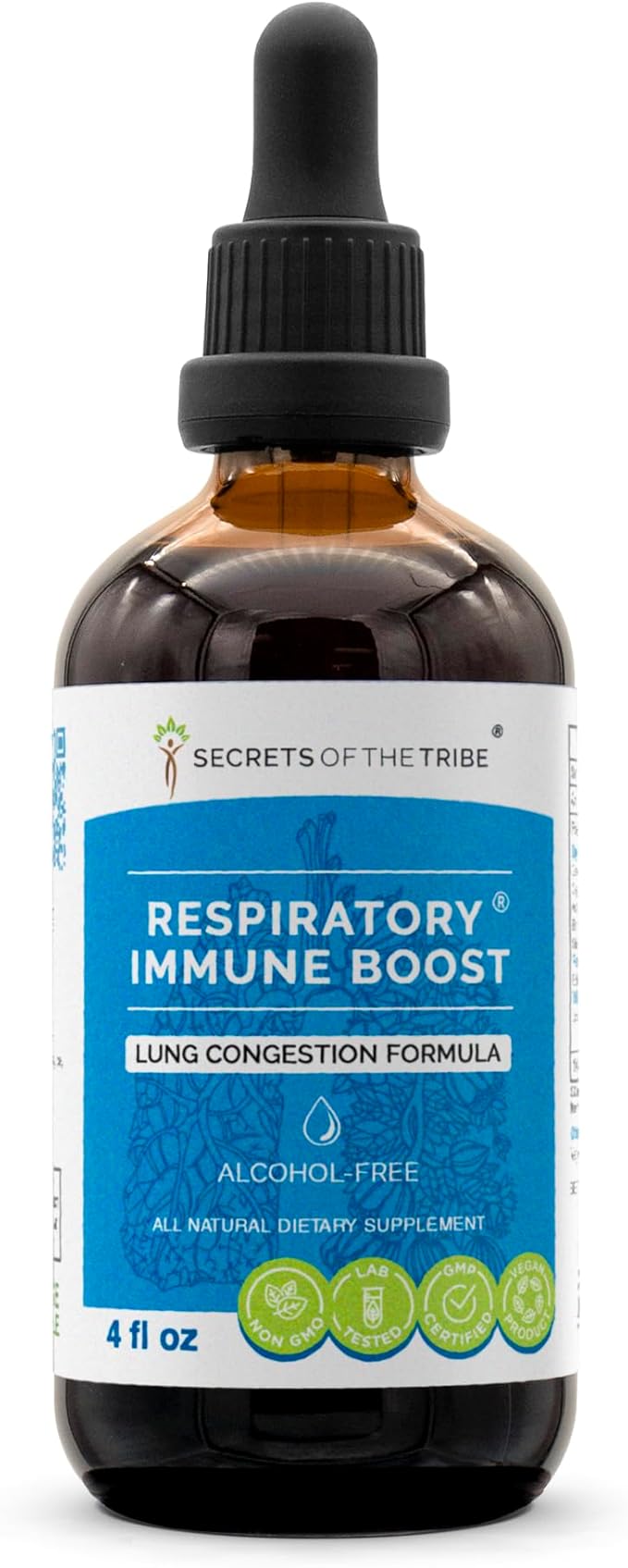 Respiratory Immune Boost Alcohol-Free Extract, Tincture, Glycerite Echinacea, Garlic, Umckaloabo, Cayenne, Astragalus, Eleuthero Siberian Ginseng. Lung Congestion Formula (4 FL OZ)