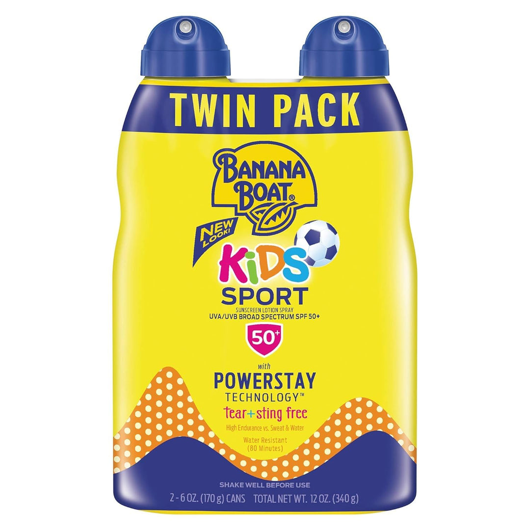 Banana Boat Kids Sport Sunscreen Spray Spf 50, Twin Pack | Kids Sunscreen Spray, Kids Sunblock Spray, Oxybenzone Free Sunscreen