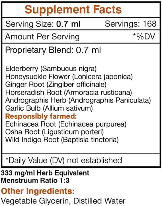Urgent Immune Boost Alcohol-FREE Extract, High-Potency Herbal Drops,Tincture made from Elder,Echinacea,Honeysuckle,Ginger,Horseradish,Osha, Andrographis, Garlic, Wild Indigo. Immune Boost Formula 4 oz