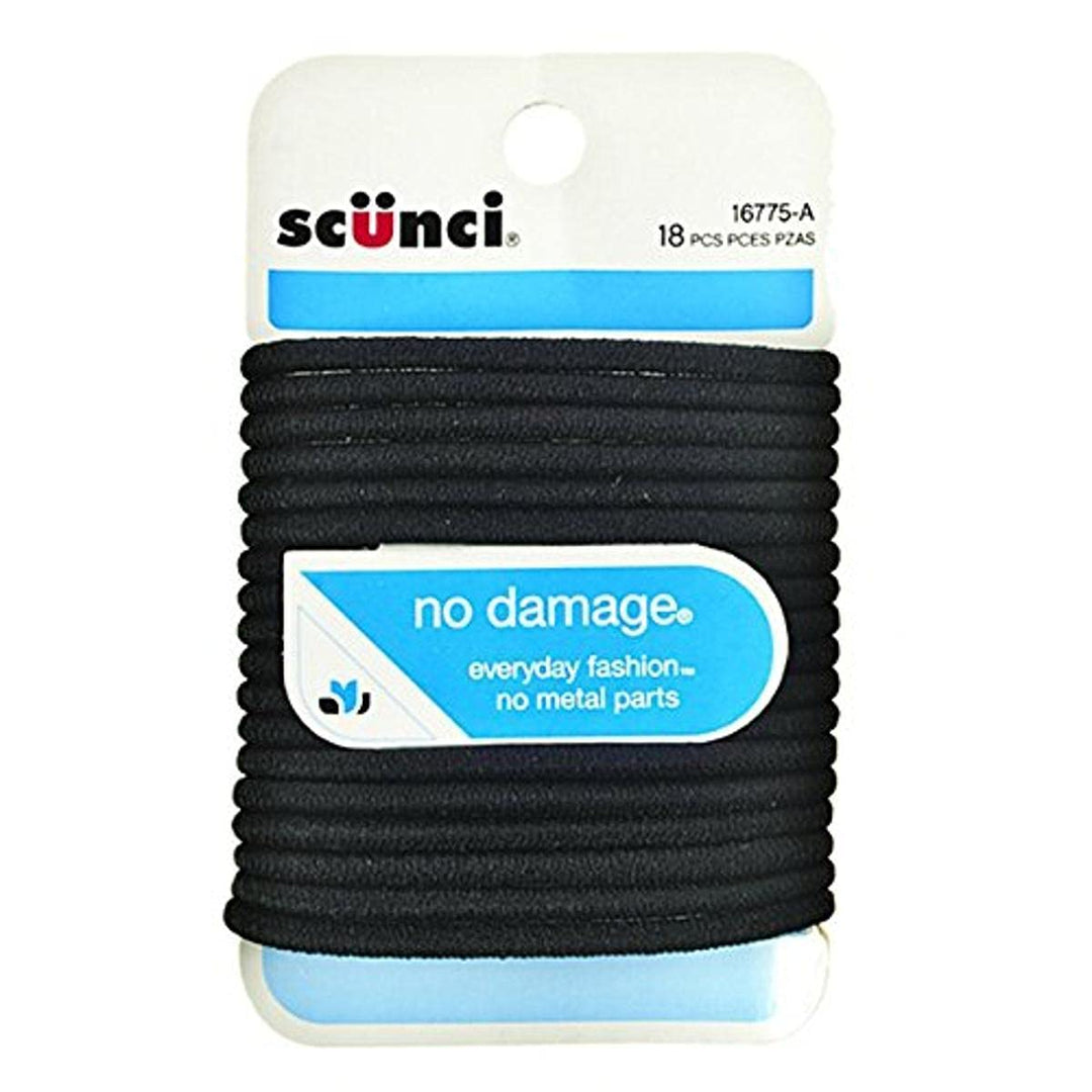 Scunci No-Damage Medium Hold Black Elastics 18-Pcs