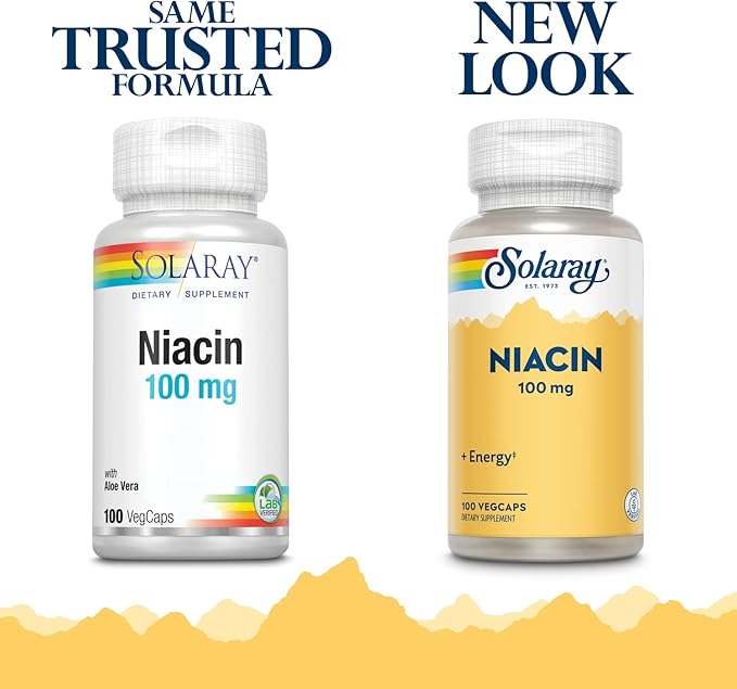 SOLARAY Niacin 100 mg, Vitamin B3 | Skin Health, Nervous System & Circulation Support | 100ct