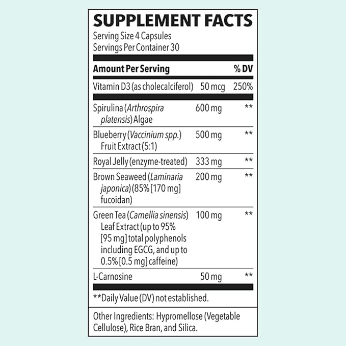 LifeSeasons Stem Boost-R - Stem Cell Support - Repairs Damaged Tissue - Vitamin Supplement with Antioxidants - Royal Jelly, Spirulina, Blueberry, Brown Seaweed & L-Carnosine - 120 Capsules (Pack of 2)