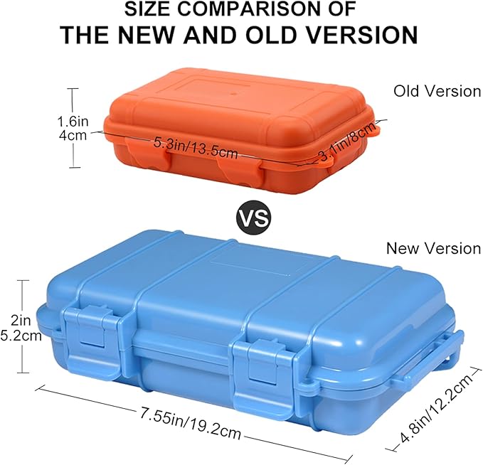 Dry Storage Box, Shockproof Waterproof Box with 2 U‑Shape Buckle, Plastic Storage Container for Cameras, Phones, Camping, Fishing, Hiking(Large-Blue)