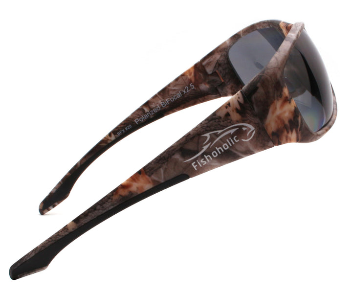 Fishoholic BiFocal - x1.5 x2.0 x2.5 (Reader) - Polarized Bi-Focal Fishing Sunglasses - UV400 Great Fishing Gift for Father Dad (2.5-CAMO-MB)