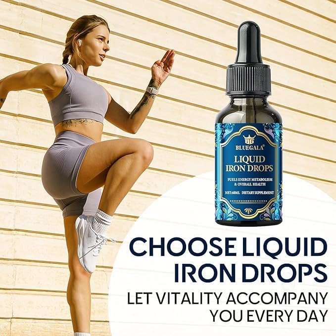 Iron Drops for Women, Liquid Iron Supplement for Women, Daily Iron Supplement, Fast Absorption, Treats Anemia, Boosts Immunity, Vegetarian, Non-GMO, 2.1 Fl Oz