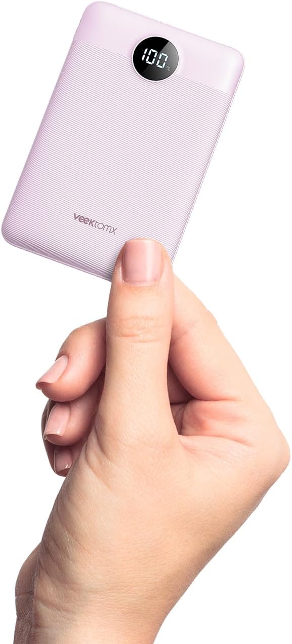 VEEKTOMX Mini Portable Charger Power Bank 10000mAh, 22.5W Fast Charging Powerbank USB C Slim & Lightweight Travel Phone Charger Dual Voltage Small Battery Pack for iPhone/Samsung/Google/Tablet, Purple
