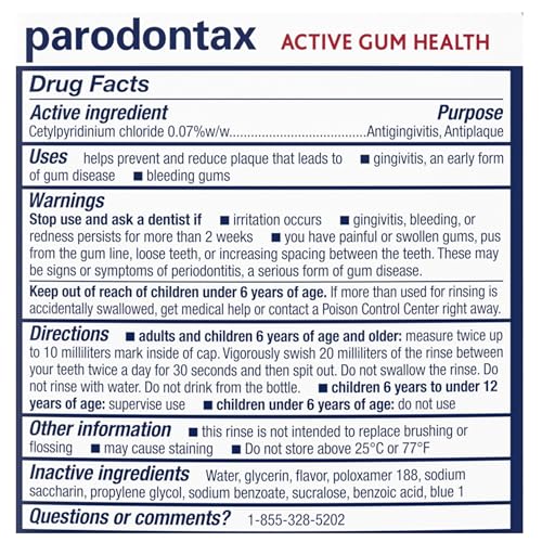Parodontax Active Gum Health Mouthwash, Antiplaque and Antigingivitis Mouthwash, Mint, 3x16.9 Fl Oz