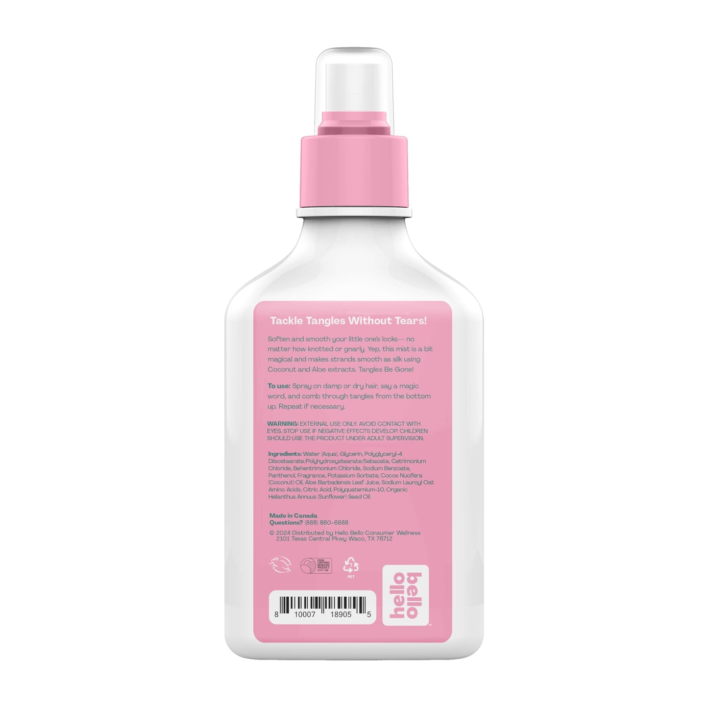 Hello Bello Kids Conditioning Mist and Detangler, Hypoallergenic Non-Greasy Leave-in Conditioning Spray, Vegan and Cruelty-Free, Watermelon Scented, 6.7oz