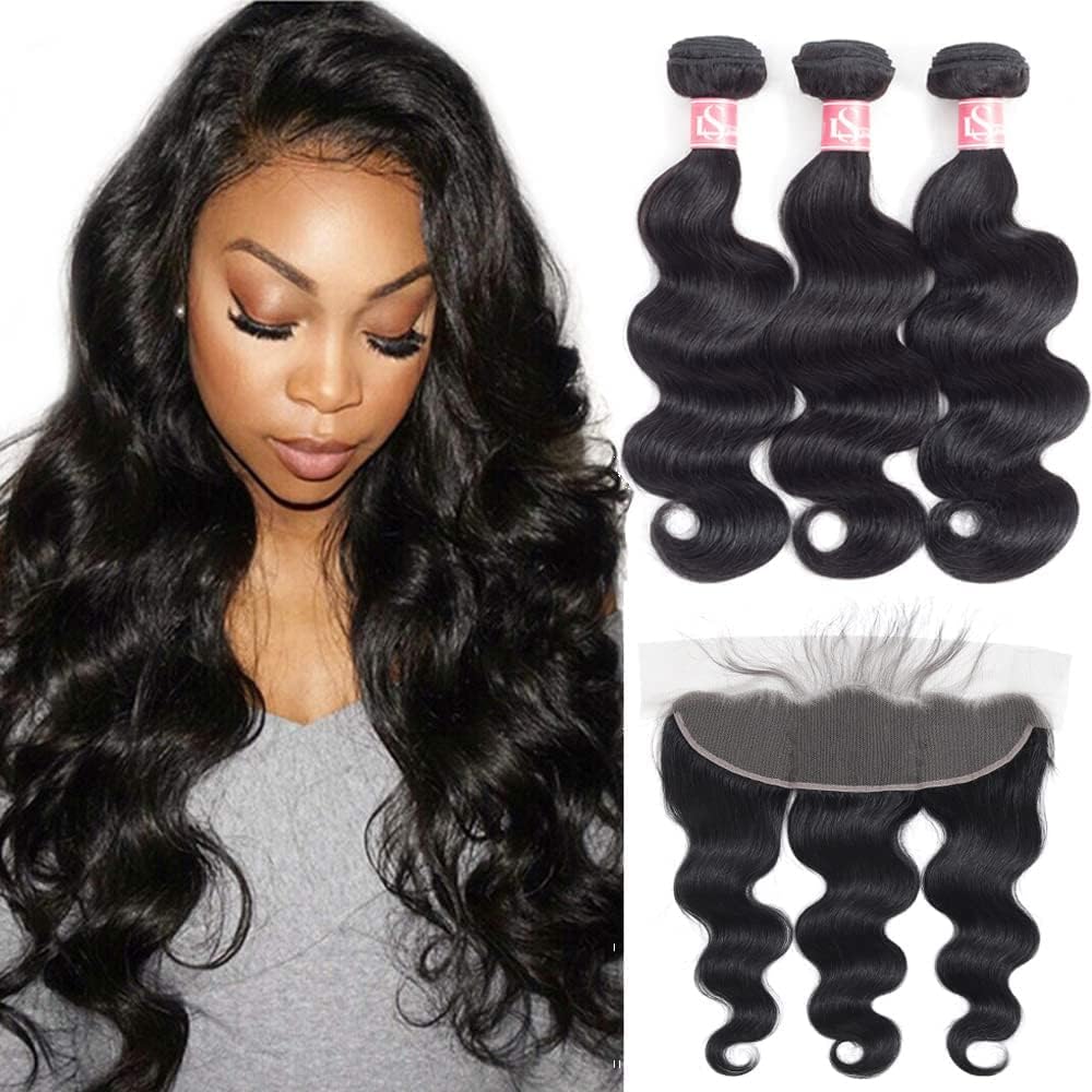 Brazilian Body Wave Frontal With Bundles 100% Unprocessed Human Hair Bundles With Frontal Brazilian Virgin Human Hair Weave And