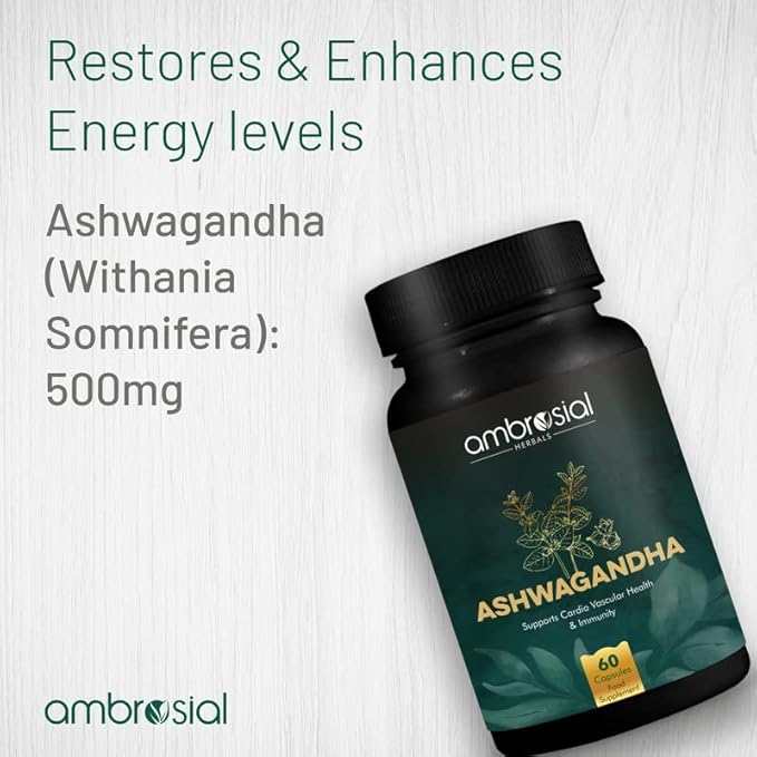 AMBROSIAL Ashwagandha 500mg (Pack of 1-60 Capsules)