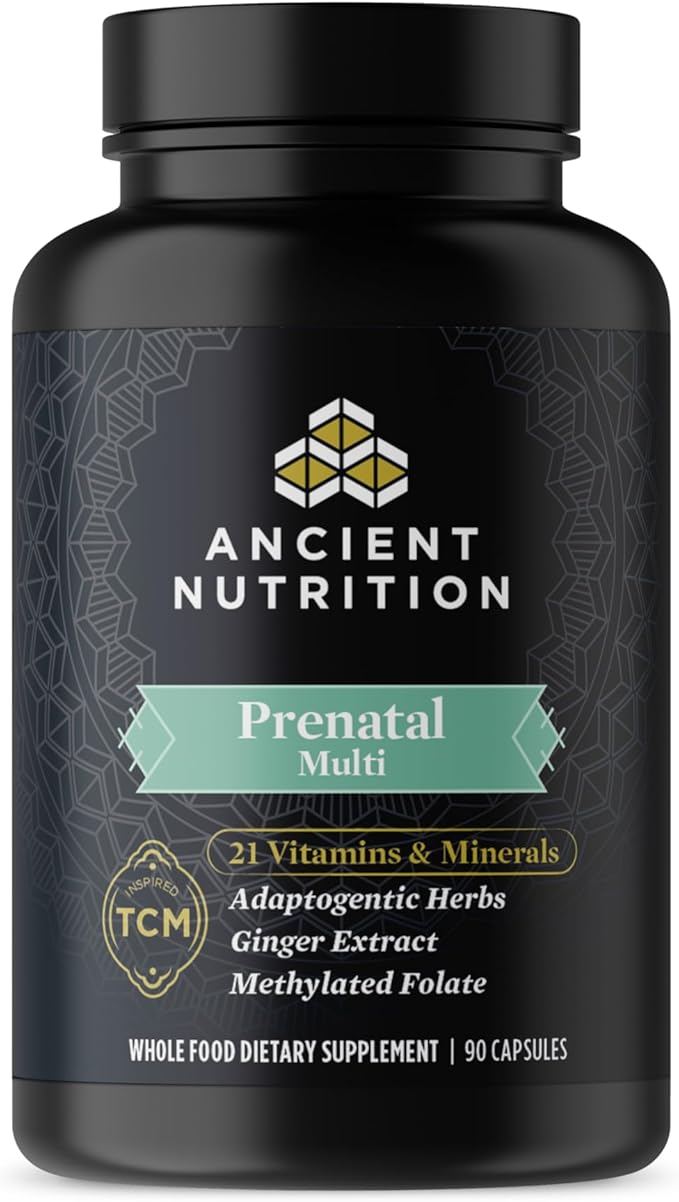 Ancient Nutrition Prenatal Vitamins, Multivitamin for Women with Vitamin C, B12, Magnesium and Folate, Supports Pregnancy and Fertility Health, 90 Ct