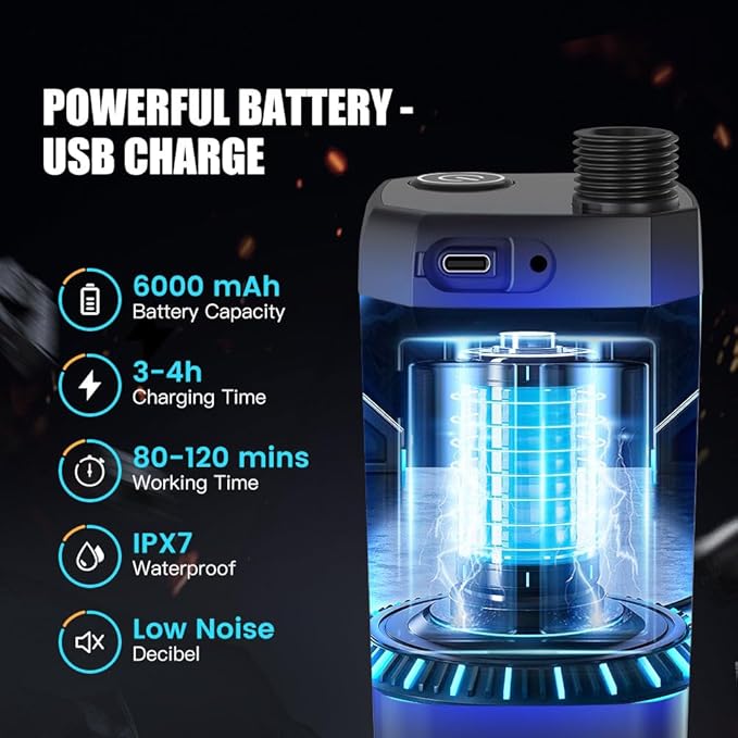 2025 Upgraded Camping Shower Kit, Portable Shower for Camping, Ultra High Pressure Outdoor Shower with LED Display, 6000mAh Lightweight 4 Mode Camping Pump for Hiking, Backpacking, RV Travel, Car, Pet