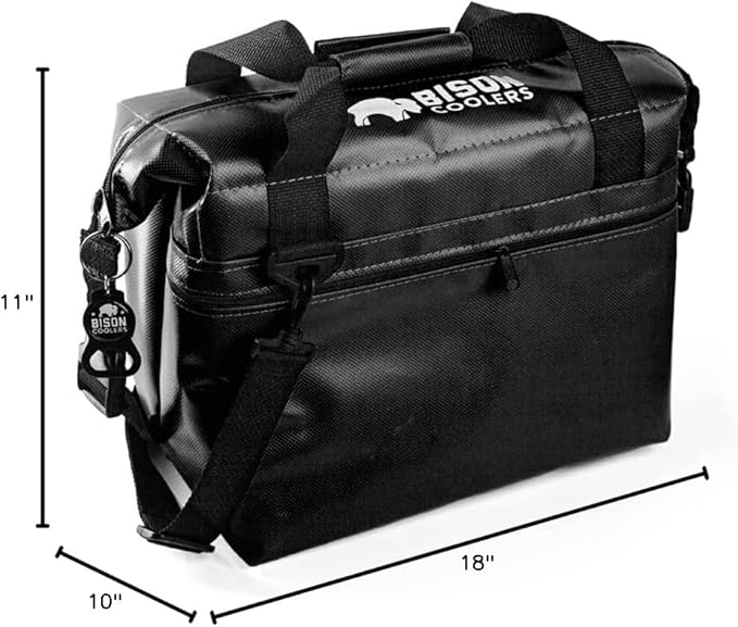 Bison Coolers Softpak Series, Made in USA, Soft Cooler Bag Insulated Leak Proof for Beach, Travel, Camping, Picnic, Car, Trips, 24+ Hour Ice Retention