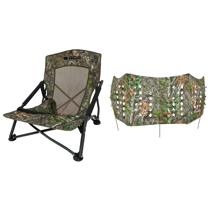 BOG Low Profile Turkey Ground Blind Chair with Rugged Construction, Aluminum Frame, Extended Seat Area & Ameristep Outdoors Mossy Oak Hunting Blinds Treestands Blinds, Mossy Oak Obsession