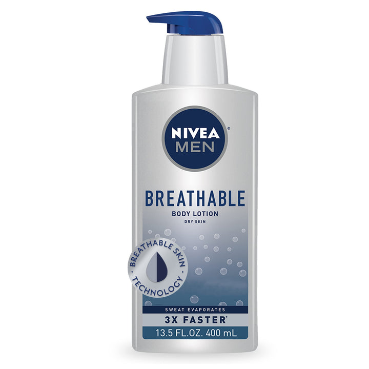 NIVEA MEN Breathable Body Lotion, 48 Hour Hydrating Lotion for Men, 13.5 Fl Oz Bottle