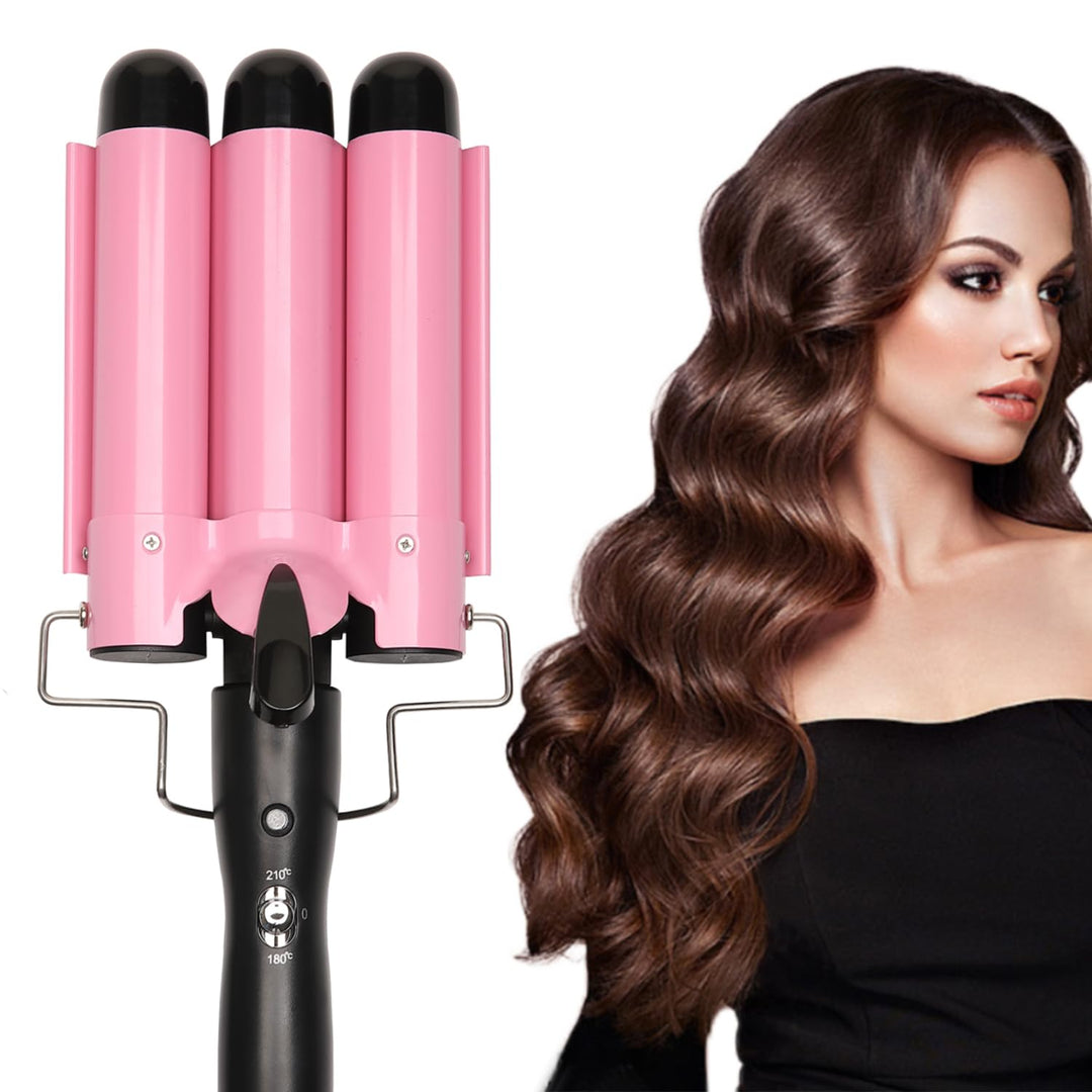 3 Barrel Curling Iron Jumbo 1.25 inch (32mm) Hair Curling Wand Crimper Instant Heating Adjustable Hair Curler with 2 Temperature Control