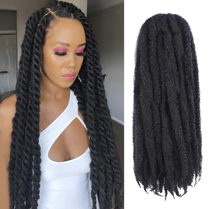 Toyotress Marley Hair Crochet Braids - 26 Inch 6 Packs Natural Black Super Long, Afro Kinky Curly Marley Twist Braids Synthetic