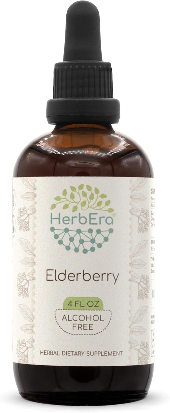 Elderberry B120 Alcohol-Free Herbal Extract Tincture, Concentrated Liquid Drops Natural Elderberry (Sambucus Nigra) Dried Berry 4 fl oz