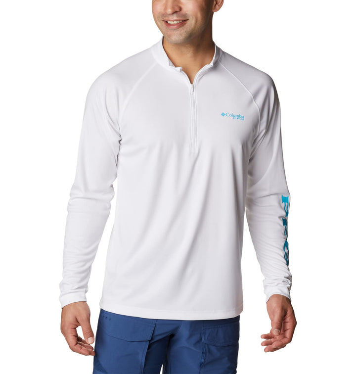 Columbia Men's Terminal Tackle 1/4 Zip, White/Atoll Logo, XX-Large