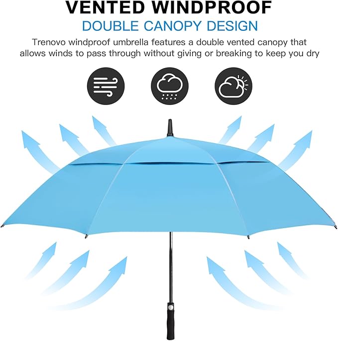 Auto Open Golf Umbrellas 62/68/72 Inch Extra Large Oversize for Business & Home, Ventilated Double Canopy Windproof Waterproof Stick Umbrella for Rain & strong wind