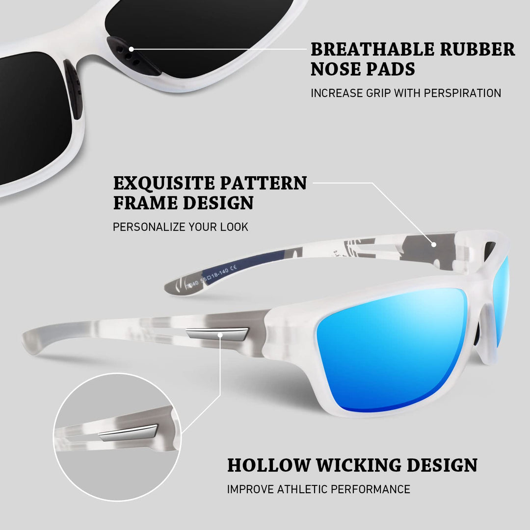 WEAROYO Polarized Sports Sunglasses for Men Women,Fishing Driving Rectangular Goggles UV400 Protection