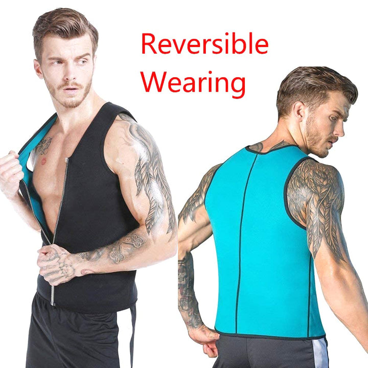 NonEcho Men Sauna Vest Hot Sweat Waist Trainer Corset Neoprene Tank Top Shapewear Slimming Shirt Workout Suit