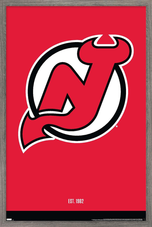 Trends International NHL New Jersey Devils - Logo 21 Wall Poster, 14.725" x 22.375", Barnwood Framed Version
