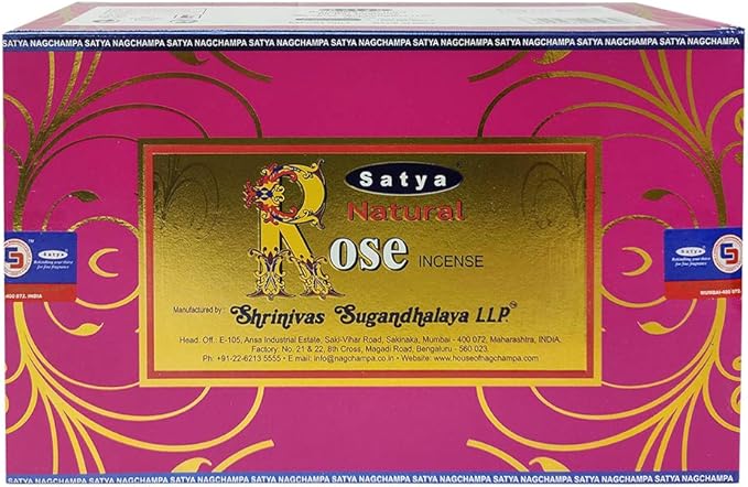 Natural Rose Incense Sticks and Incense Stick Holder Bundle Insence Insense Satya Incense