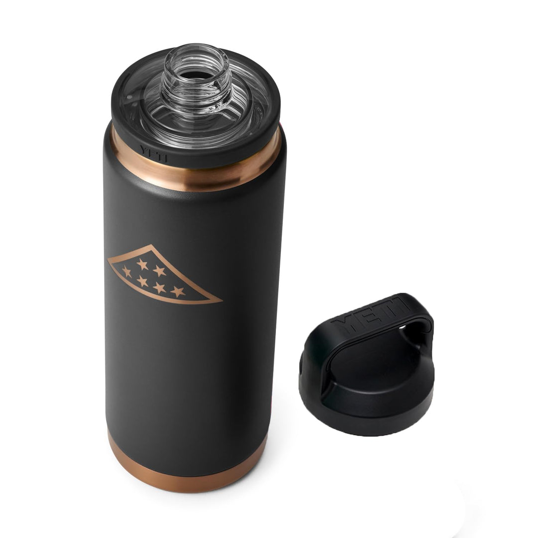 YETI Rambler 26 oz Bottle, Vacuum Insulated, Stainless Steel with Chug Cap, Folds of Honor - Black