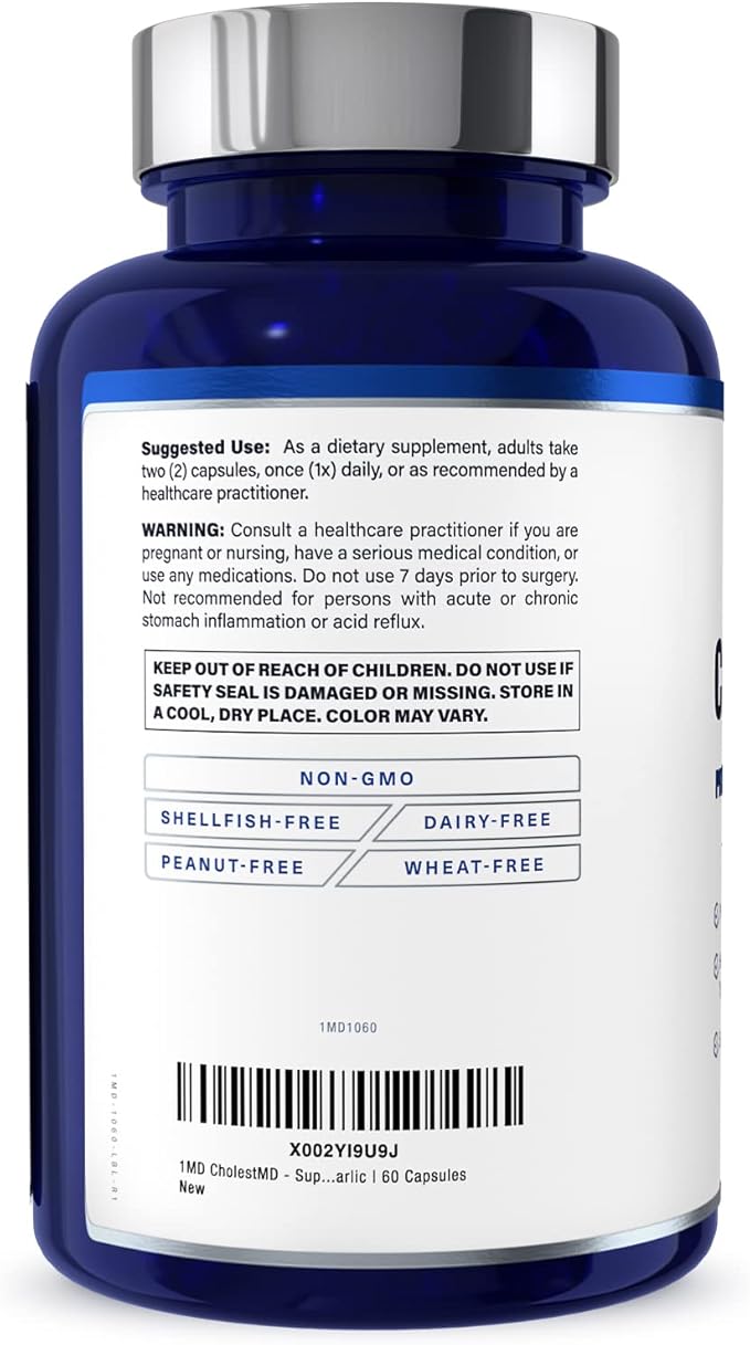 1MD Nutrition CholestMD with Olive Leaf Extract, Bergavit, Niacin, Garlic | 60 Capsules