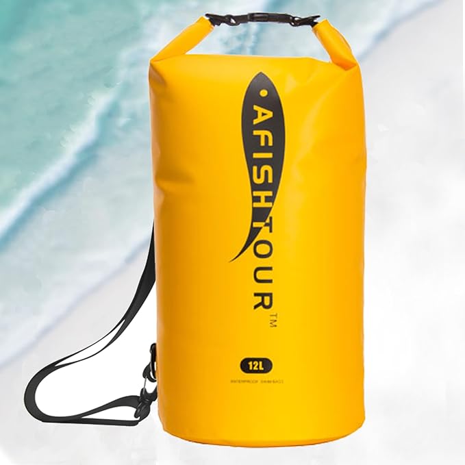 Waterproof Floating Dry Bag for Men Women - 12L Roll Top Sack Keeps Gear Dry with Shoulder Strap for Kayaking, Rafting, Boating, Swimming, Camping, Hiking, Beach, Fishing (Yellow)