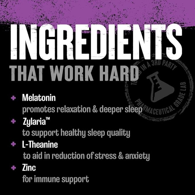 Animal PM - Sleep Aid for Adults Non-Habit Forming Relaxation Enhancer and Mood Support with Melatonin, L-Theanine, Zylaria, Zinc, Magnesium, Vitamin B6, GABA + AKG Anabolic Stack Supply, 30 Count
