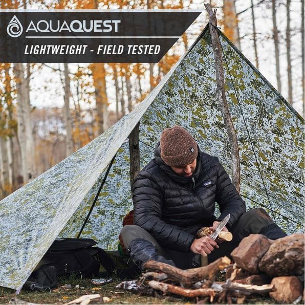 AquaQuest Safari Camping Tarp - Lightweight Durable Rain Fly - Waterproof Camping Essentials for Hiking, Backpacking & Hammock