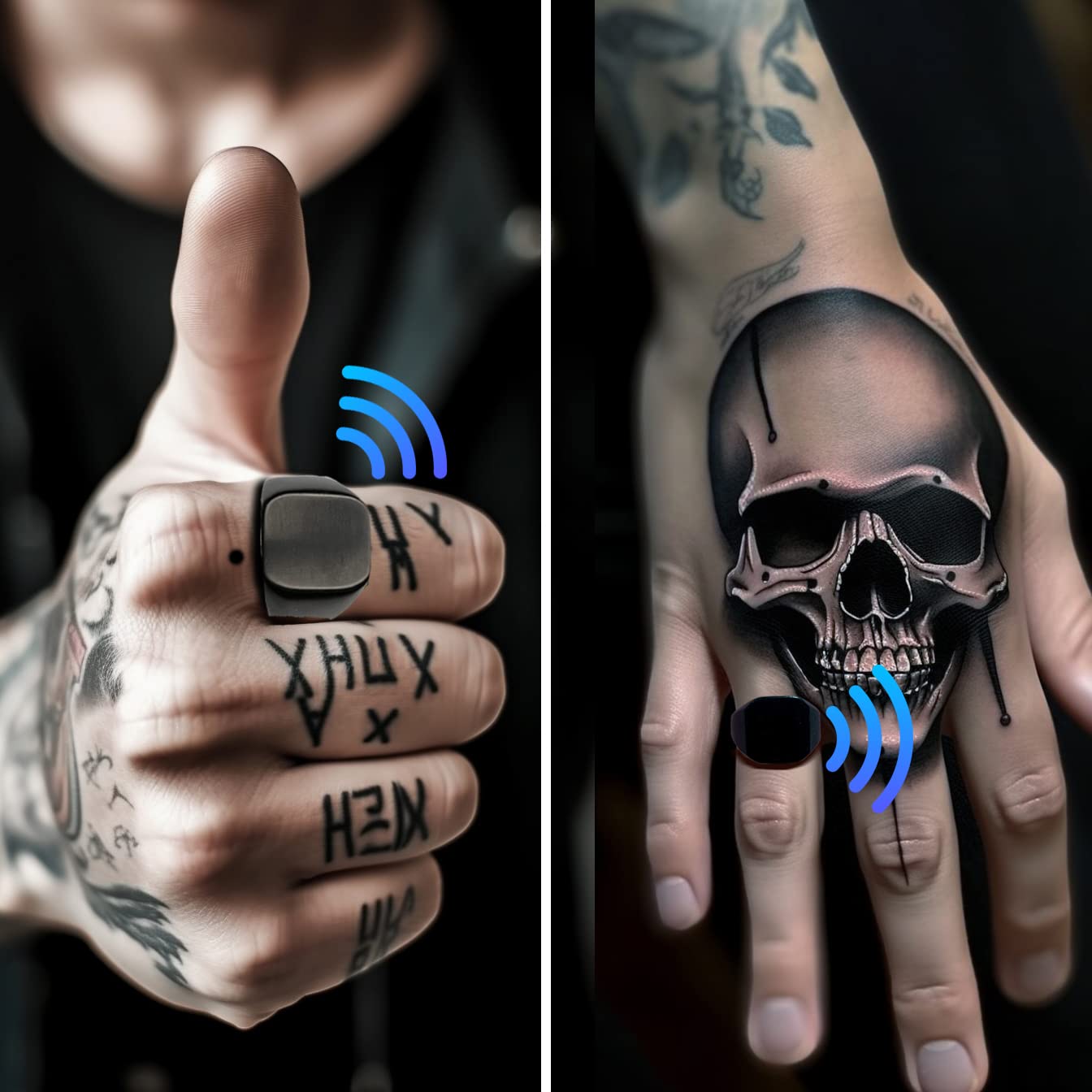 The Electronic Black Square Ring •))) Share any link to any mobile phone with a simple caress !