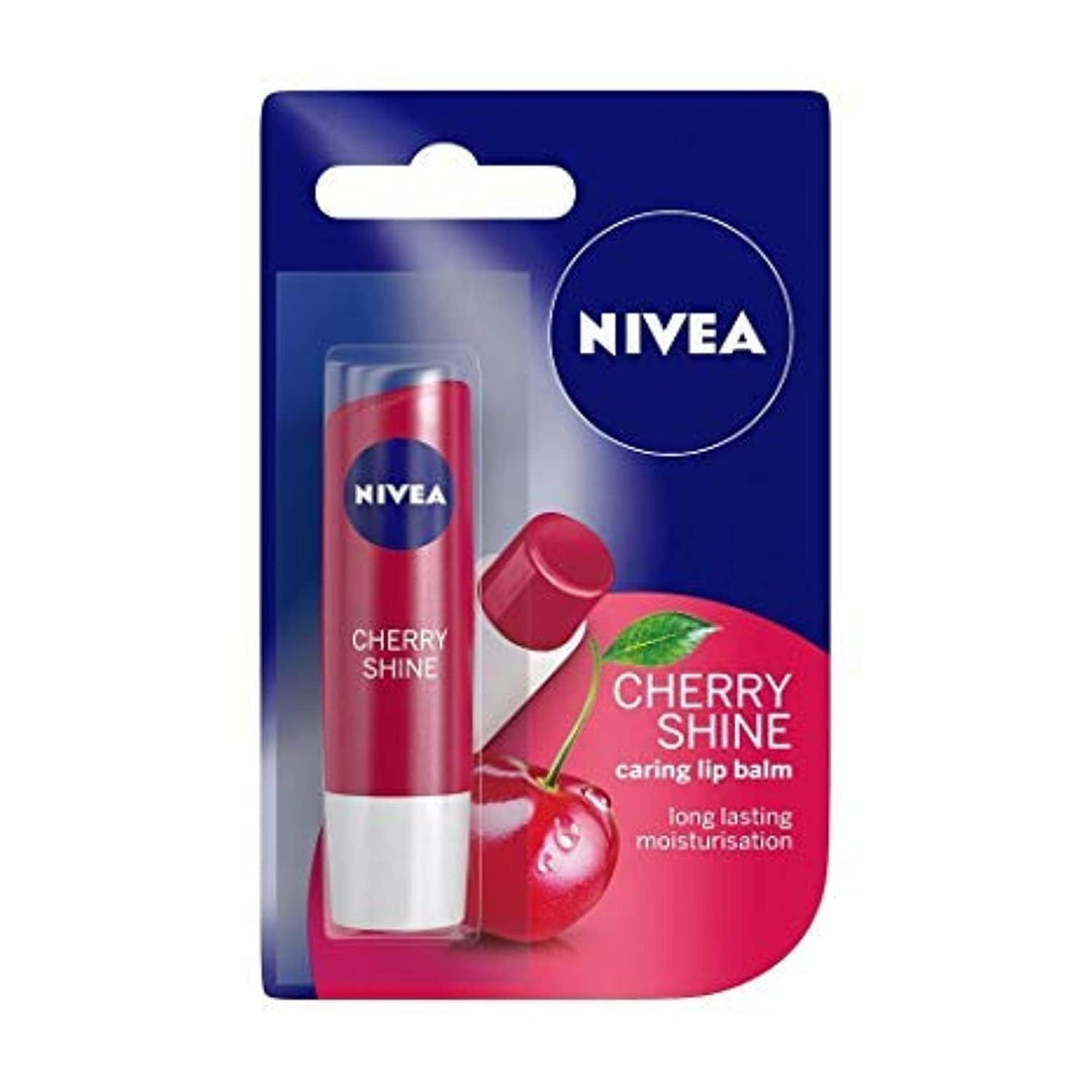 Nivea Cherry Shine Caring Lip Balm - Long Lasting Moisturisation - 4.8G