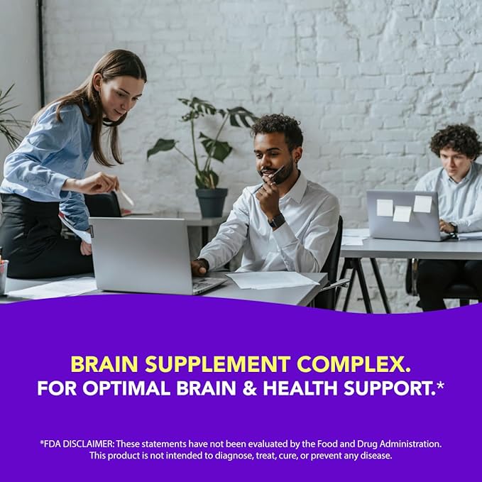 AMANDEAN Brain Health Supplement. Magnesium L-Threonate (Magtein), Lion's Mane Mushroom Extract, Alpha GPC Choline Complex. Nootropic Cognitive Support for Memory, Focus, Clarity. 90 Veggie Capsules.