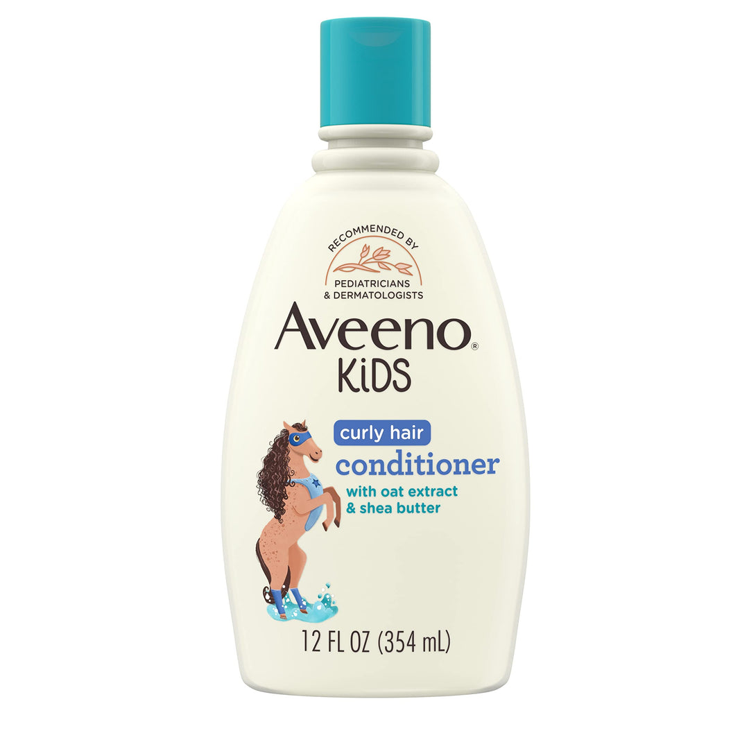 Aveeno Kids Curly Hair Conditioner With Oat Extract & Shea Butter, Gently Nourishes & Hydrates for Defined Curls, Tear-Free & Su