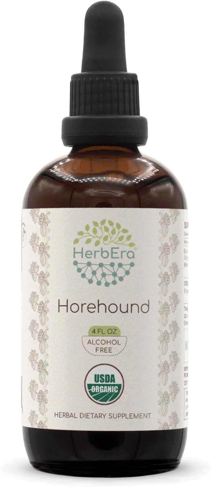 Horehound B120 USDA Organic Tincture | Alcohol-Free Extract, High-Potency Herbal Drops | Certified Organic Horehound (Marrubium vulgare) Dried Herb (4 oz)