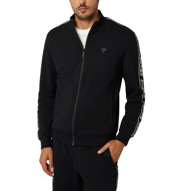 GUESS Men's Full Zip New Arlo Sweatshirt, Jet Black